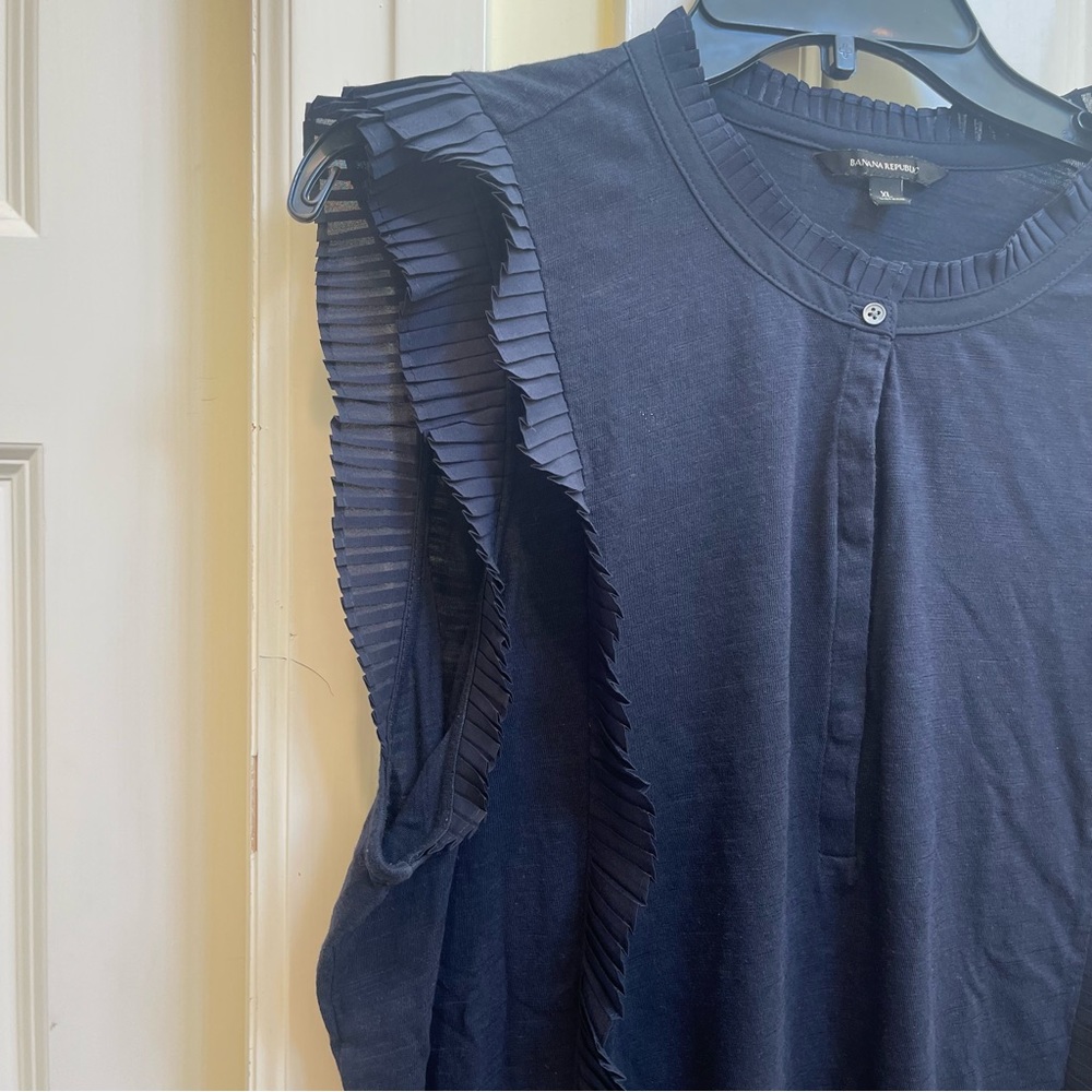 Banana Republic Navy Ruffle Top - Picture 6 of 10